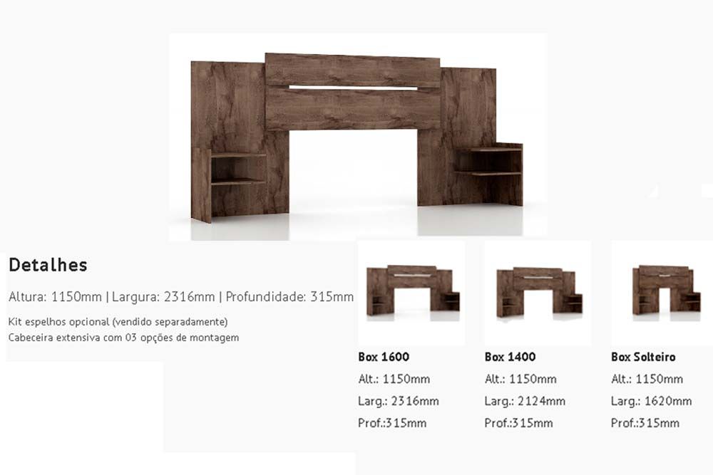 Cabeceira Box Madeirado Panan Extensível Mila