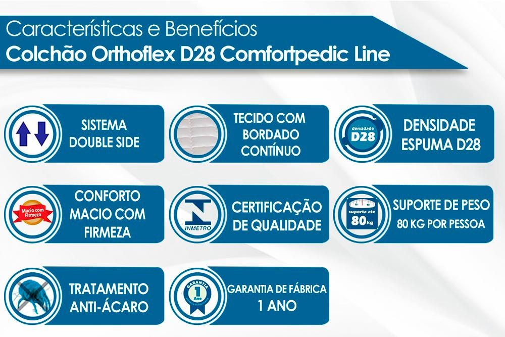 Colchão Solteiro D28 Comfortpedic (2un) + Sofá Cama Funny II