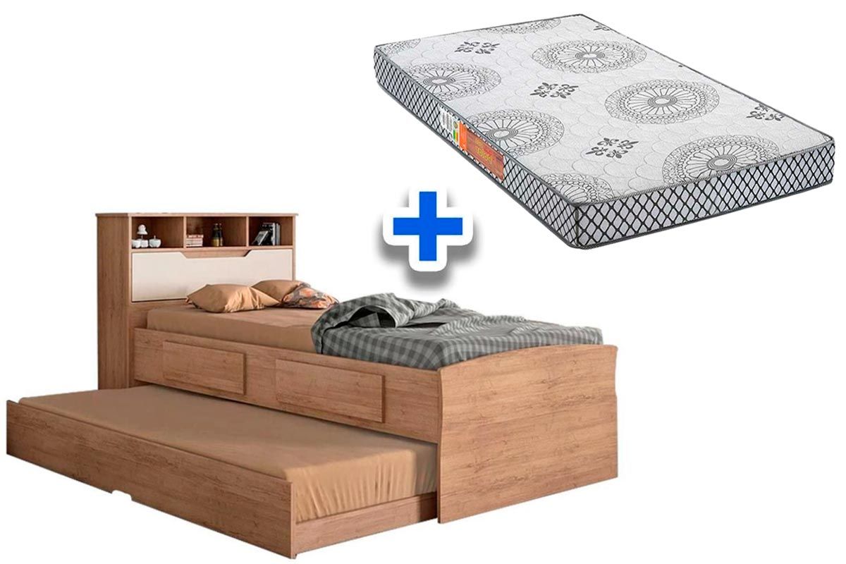Colchão Solteiro Pérola Polar (2un) + Bicama Ravena