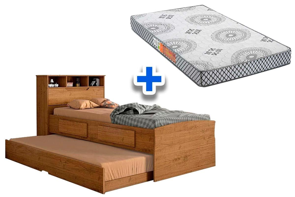 Colchão Solteiro Pérola Polar (2un) + Bicama Ravena