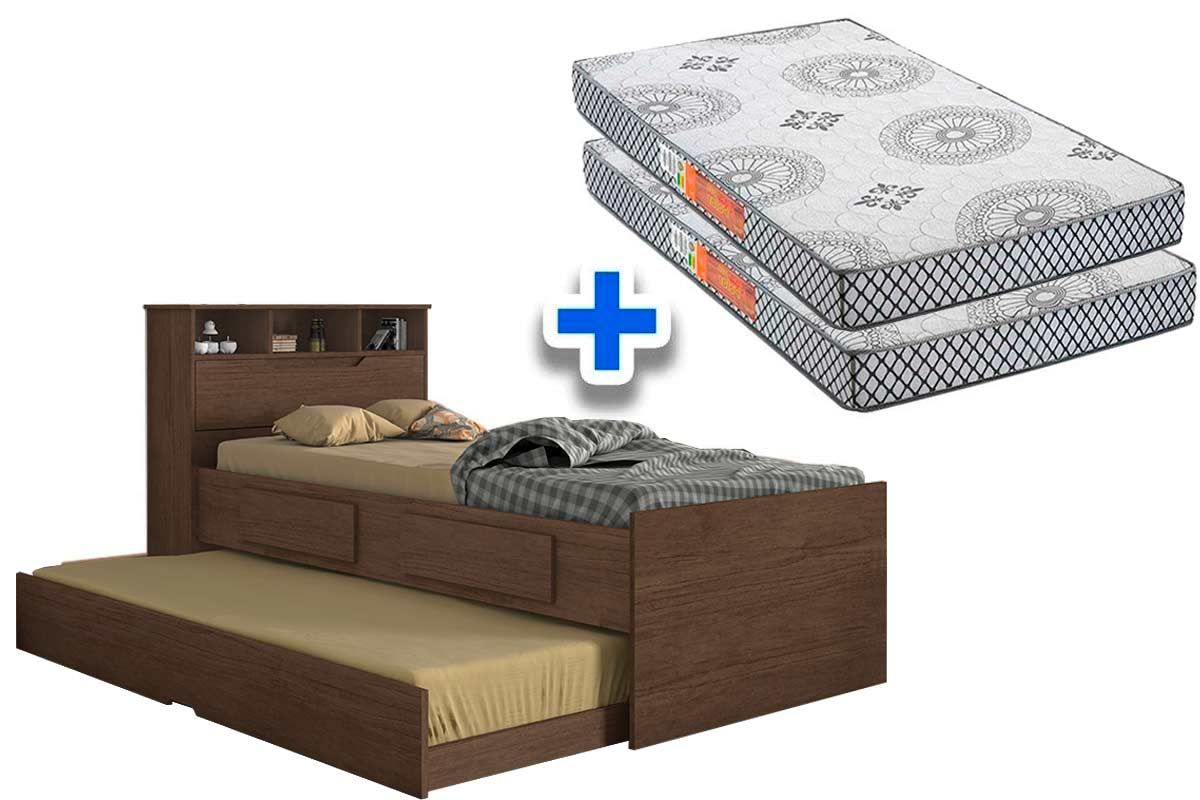 Colchão Solteiro Pérola Polar (2un) + Bicama Ravena