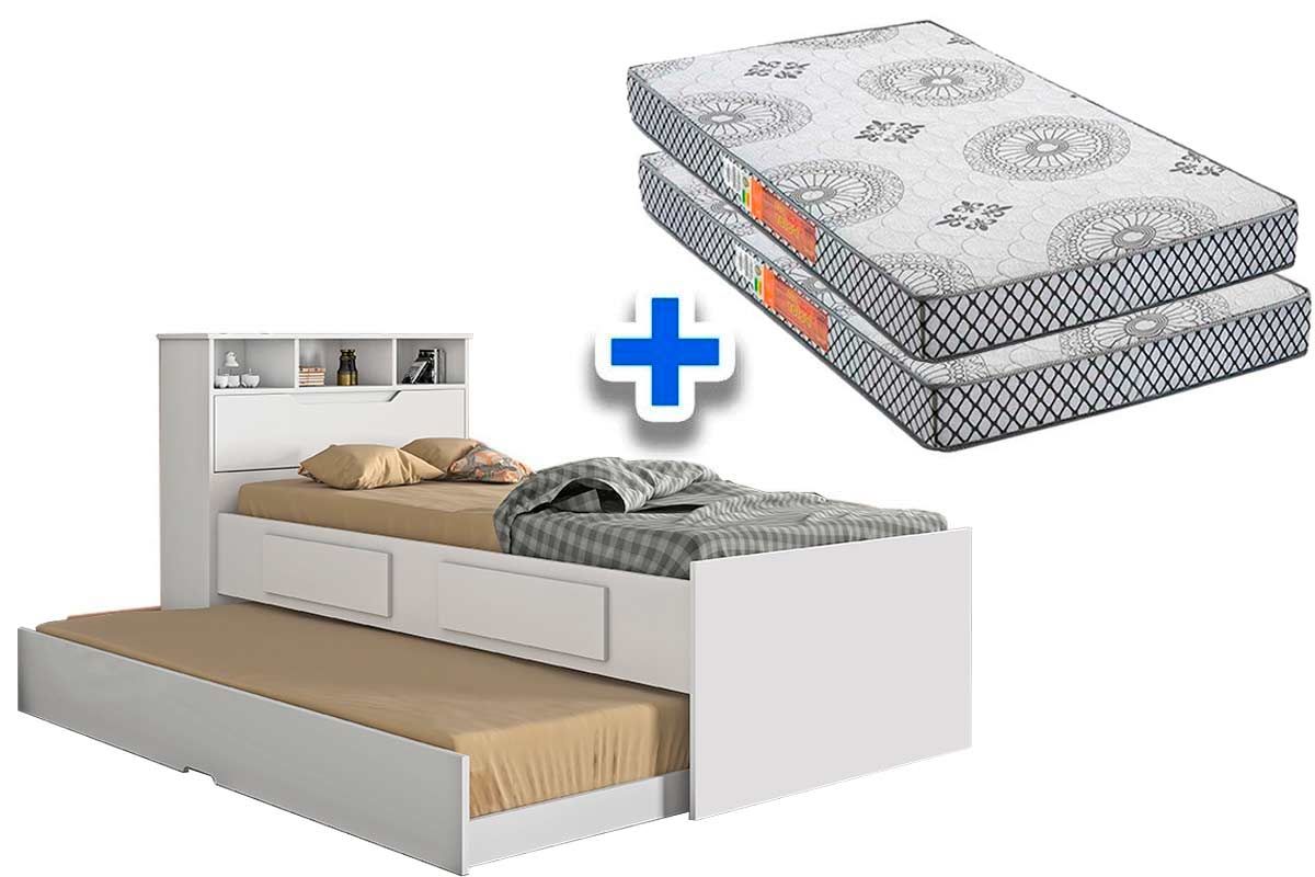 Colchão Solteiro Pérola Polar (2un) + Bicama Ravena