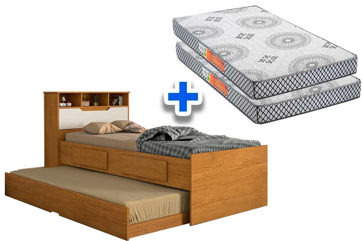 Colchão Solteiro Pérola Polar (2un) + Bicama Ravena