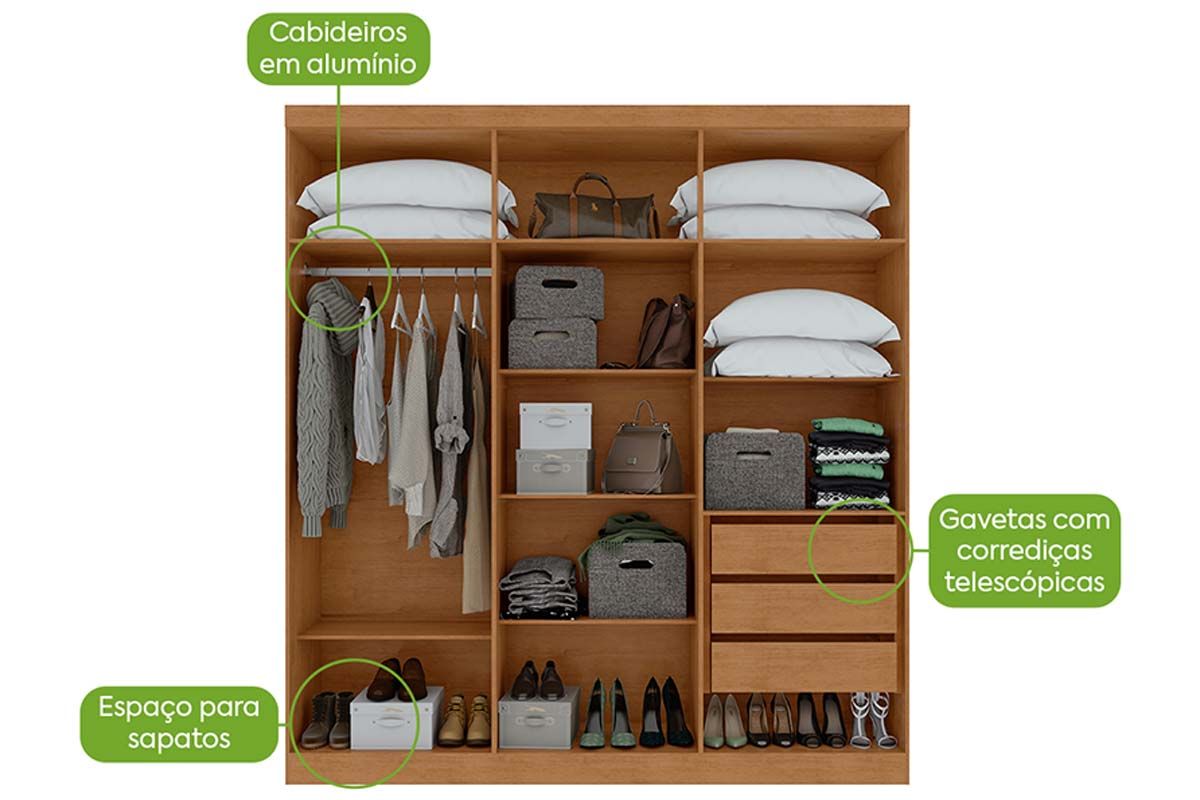Guarda Roupa Casal 6 Portas e 3 Gavetas Jazz Lopas Guarda Roupa Casal 6 Portas e 3 Gavetas Jazz Lopas