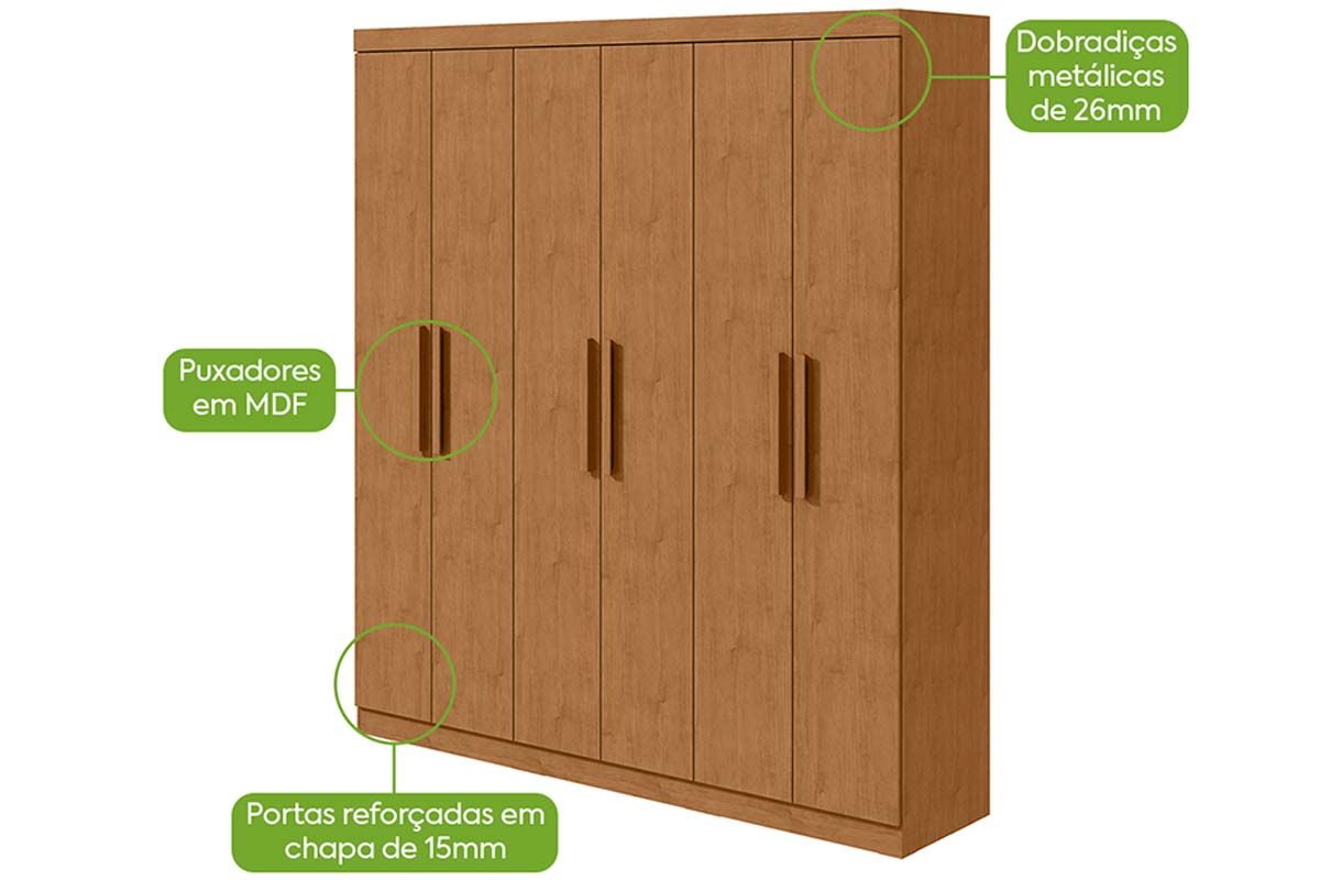 Guarda Roupa Casal 6 Portas e 3 Gavetas Jazz Lopas Guarda Roupa Casal 6 Portas e 3 Gavetas Jazz Lopas