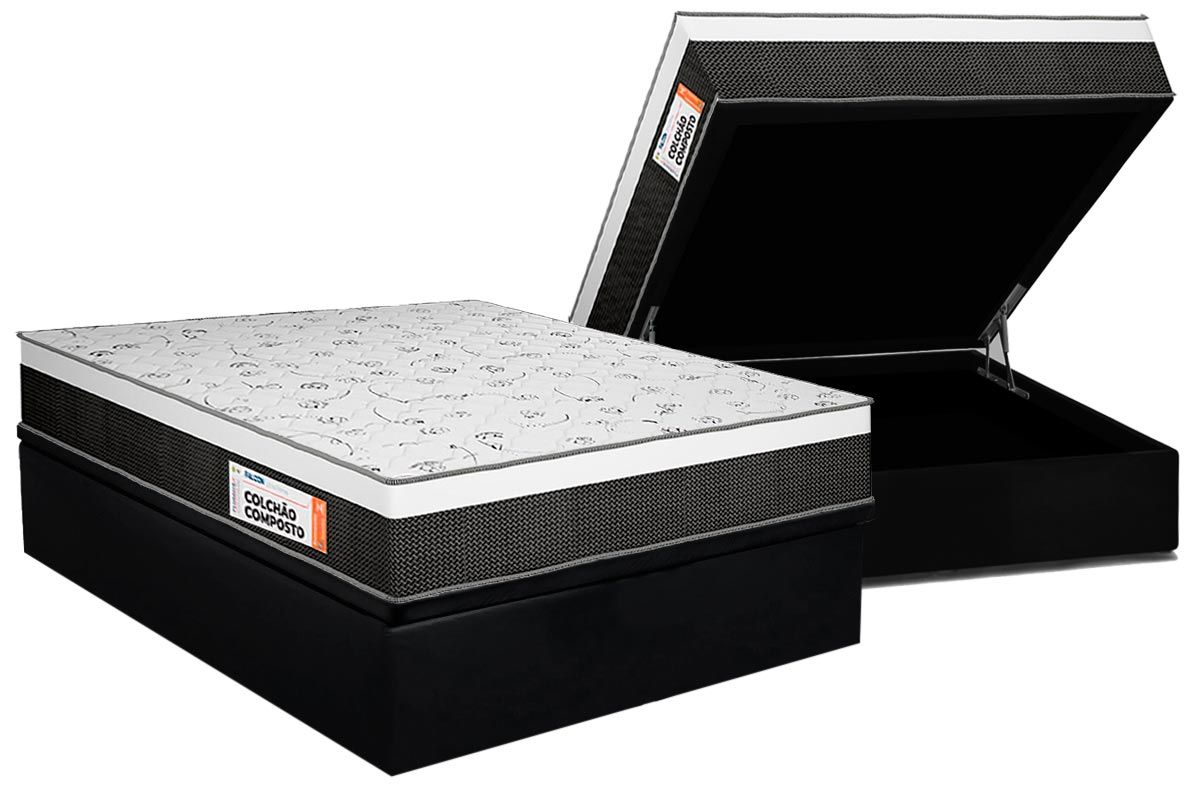 Cama Box Baú CRC +Colchão Ortopédico Falcon Plumatex