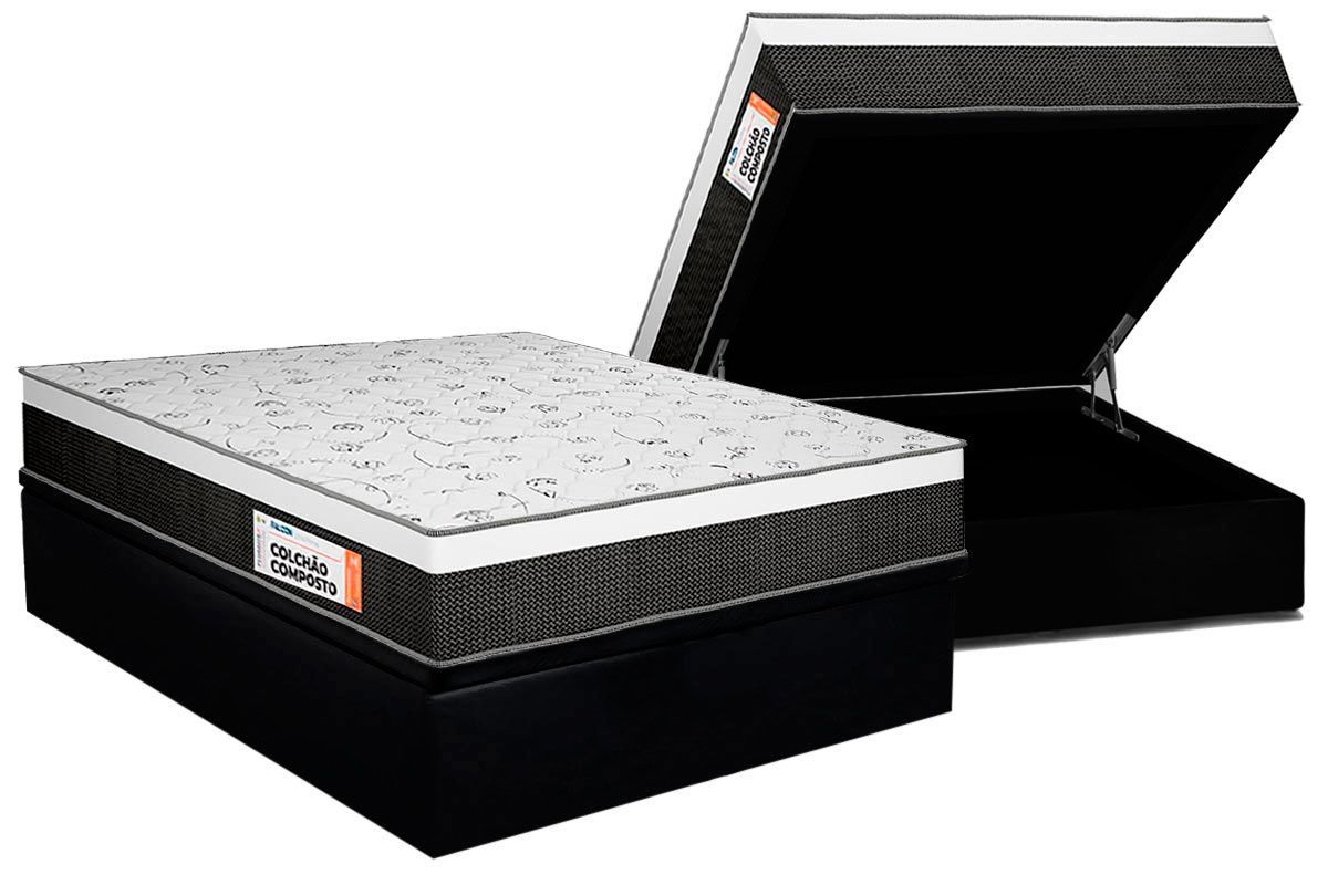 Cama Box Baú CRC +Colchão Ortopédico Falcon Plumatex