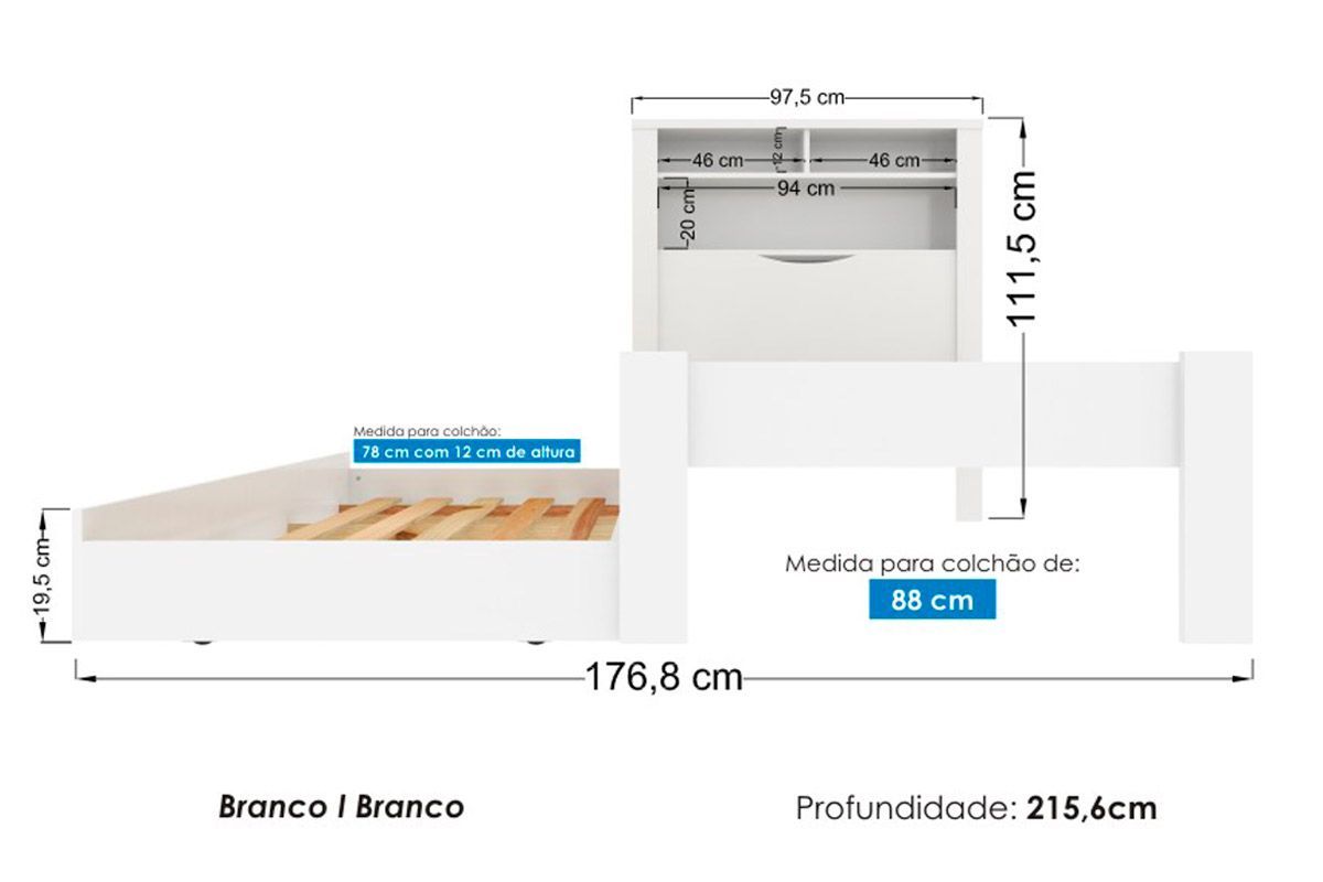 Colchão Solteiro Pérola Polar (2un) + Bicama Invicta