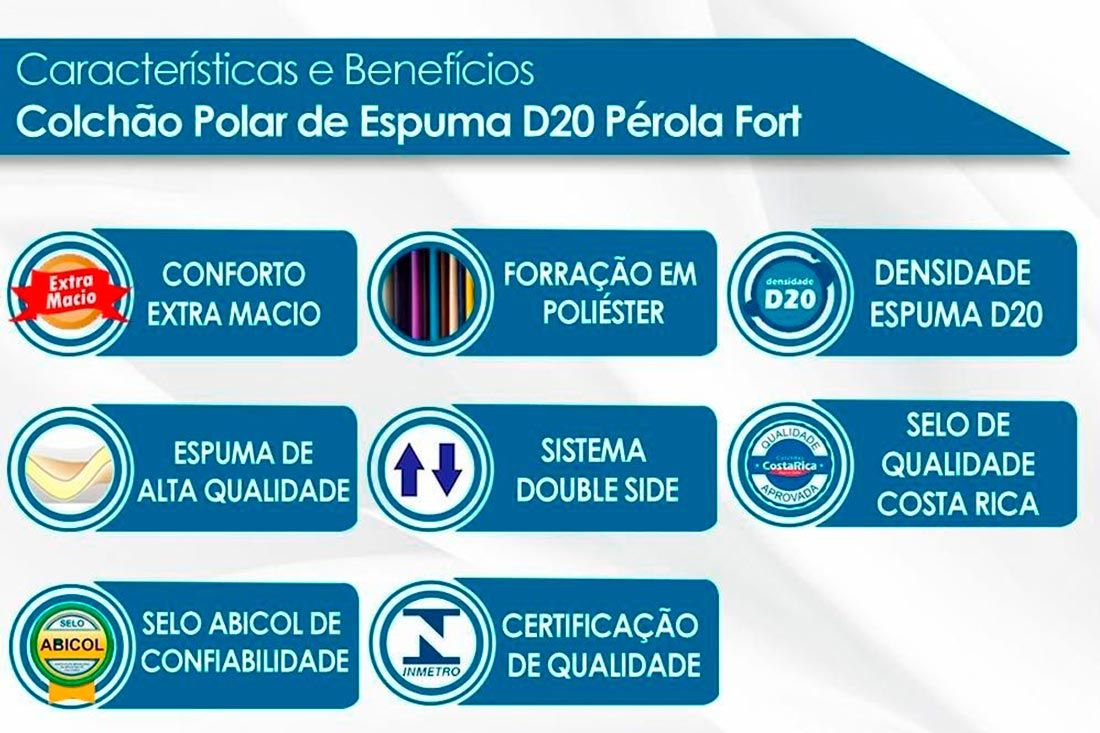 Colchão Solteiro Pérola Polar (2un) + Bicama Invicta