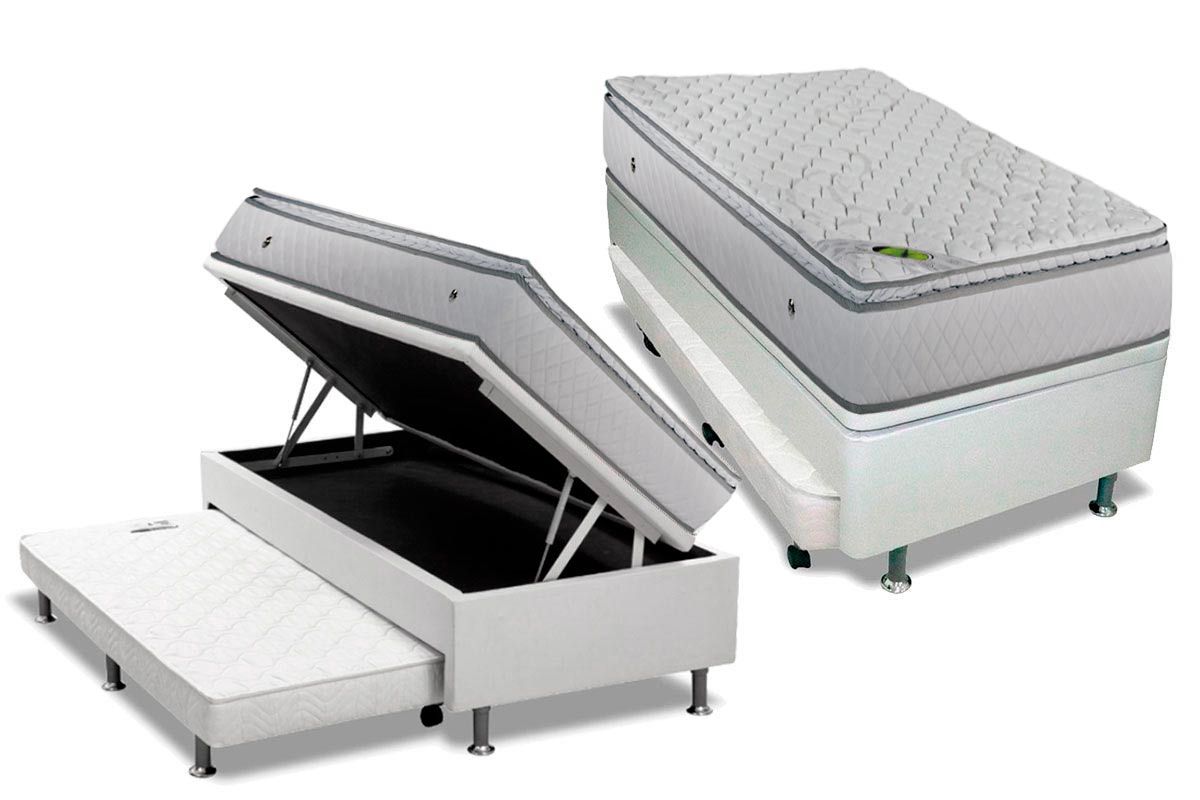 Cama Baú c/Aux CRC +Colchão Molas Spring Luckspuma