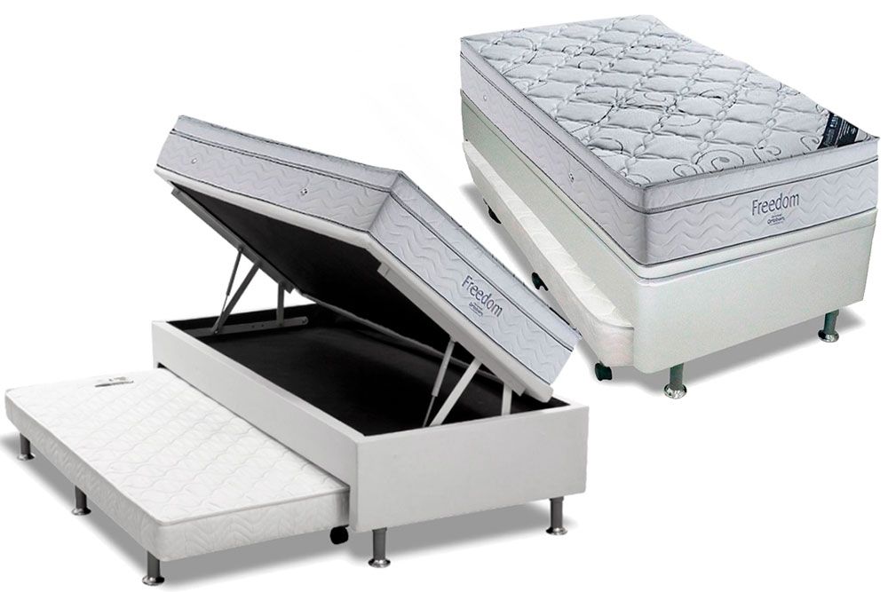 Cama Baú c/Aux CRC +Colchão Molas Freedom Ortobom