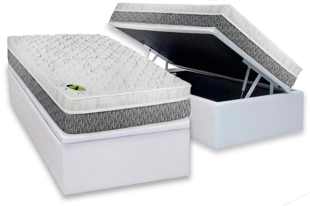 Cama Box Baú CRC +Colchão Molas Aspen Luckspuma