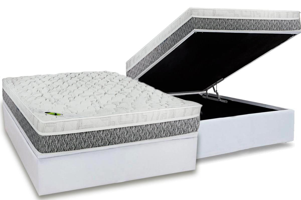 Cama Box Baú CRC +Colchão Molas Aspen Luckspuma