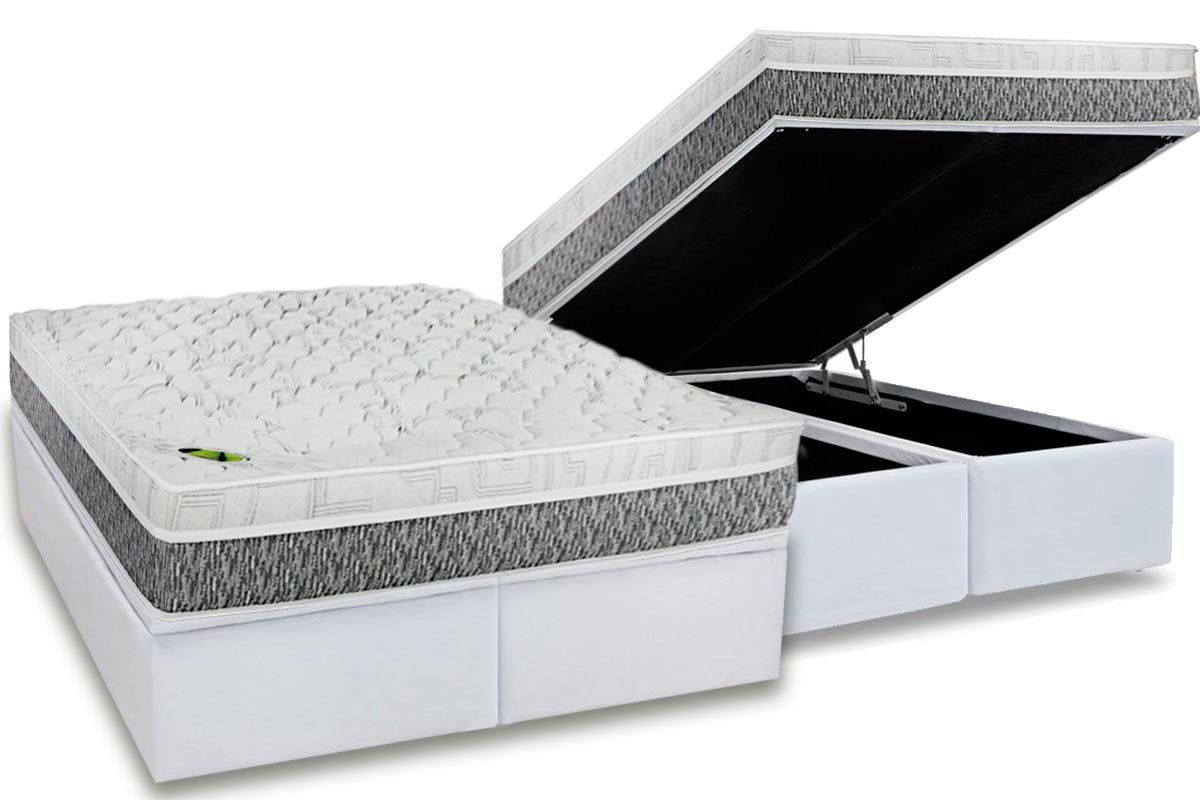 Cama Box Baú CRC +Colchão Molas Aspen Luckspuma
