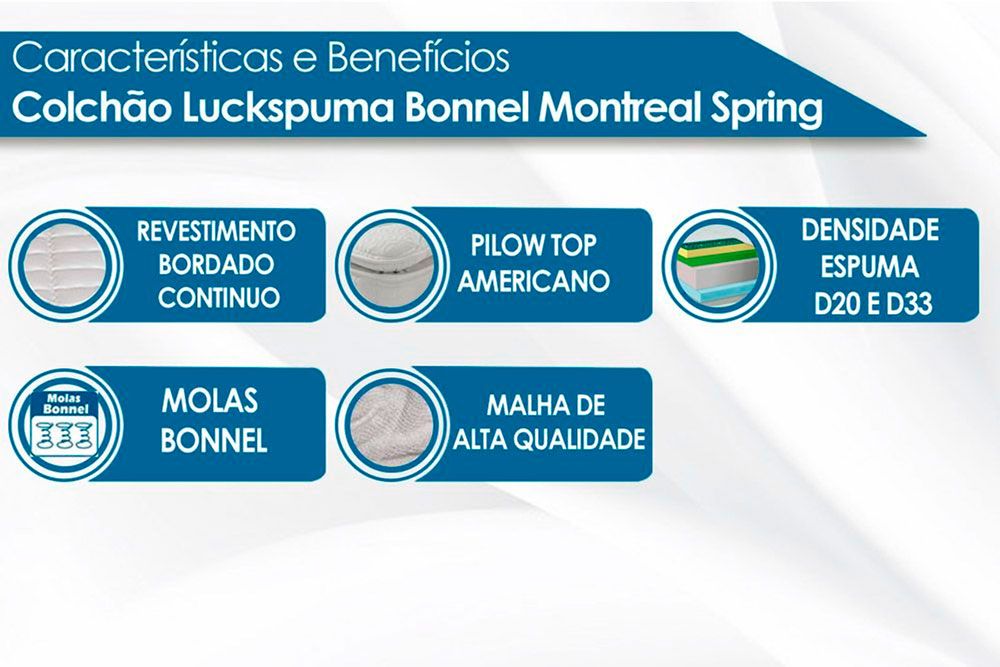 Cama Box c/Aux CRC +Colchão Molas Montreal Luckspuma