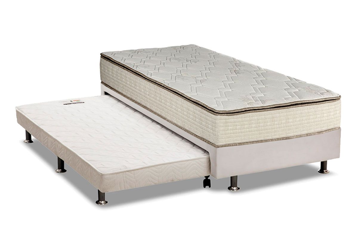 Cama Box c/Aux CRC +Colchão Molas Montreal Luckspuma