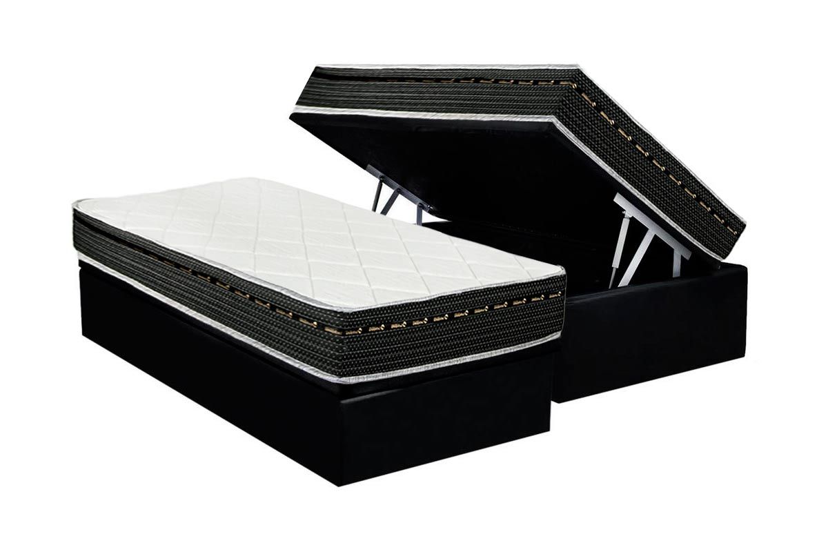 Cama Box Baú CRC +Colchão Molas Eagle Luckspuma
