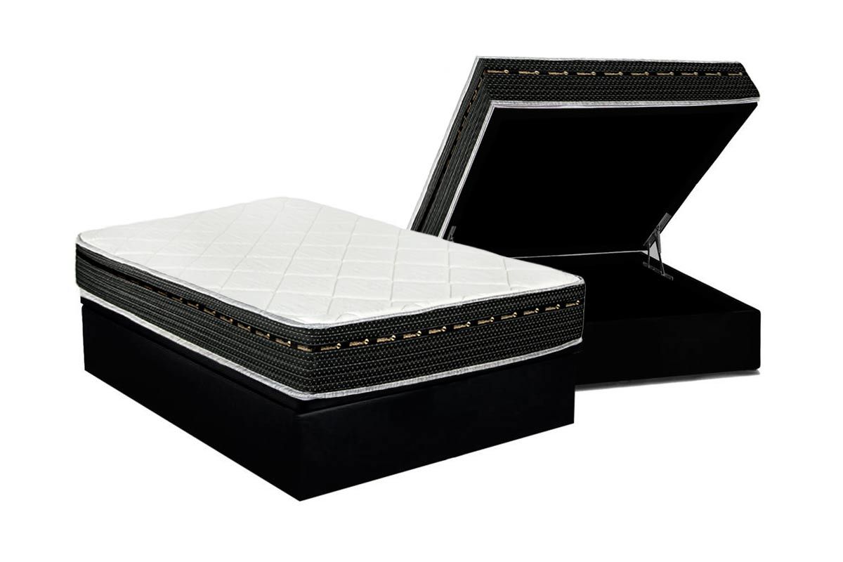 Cama Box Baú CRC +Colchão Molas Eagle Luckspuma