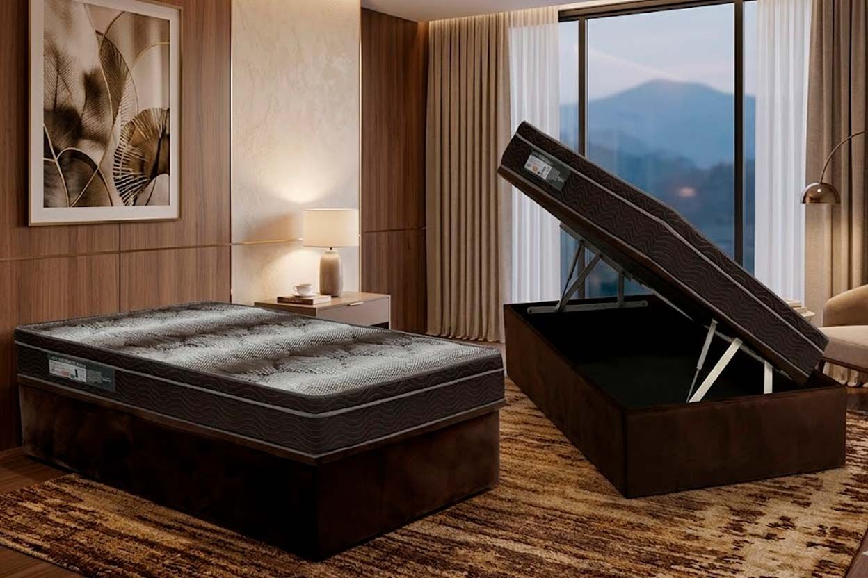 Cama Box Baú CRC +Colchão Ortopédico Light Ortobom