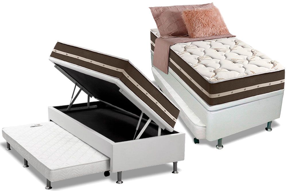 Cama Baú c/Aux CRC +Colchão Molas Classic Anjos