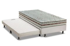Cama Box c/ Auxiliar: Colchão D Angelis Anjos Conjunto 3 em 1 ( Box + Courano Branco Ortobom) + ( Anjos Pocket Classic 22cm)