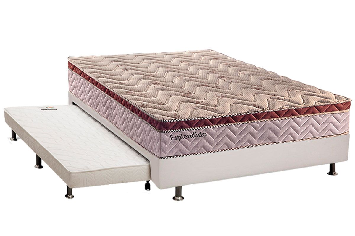 Cama Box c/Aux CRC +Colchão Molas Esplêndido Paropas