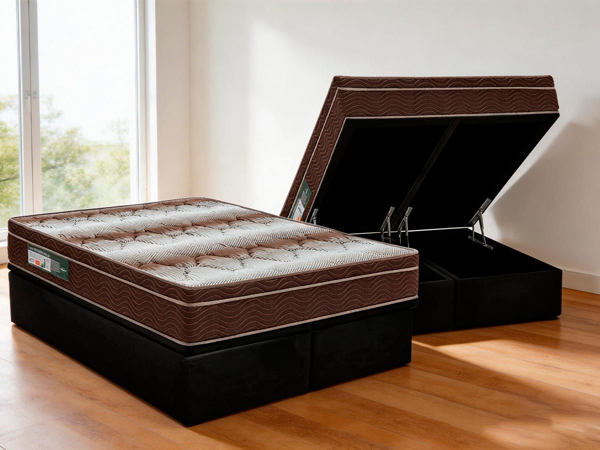 Cama Box Baú CRC +Colchão Ortopédico Light Ortobom