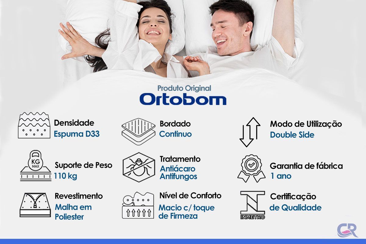 Cama Box Baú CRC +Colchão Espuma D33 Light Ortobom