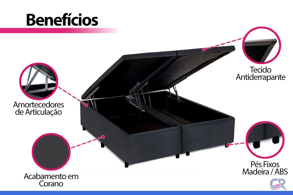 Cama Box Baú CRC +Colchão Espuma D33 Light Ortobom