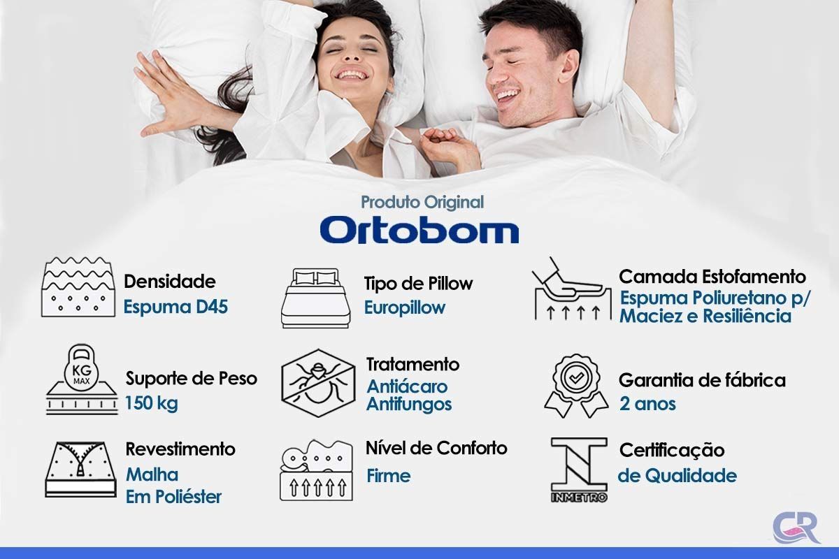 Cama Box CRC +Colchão Espuma D45 Light Ortobom
