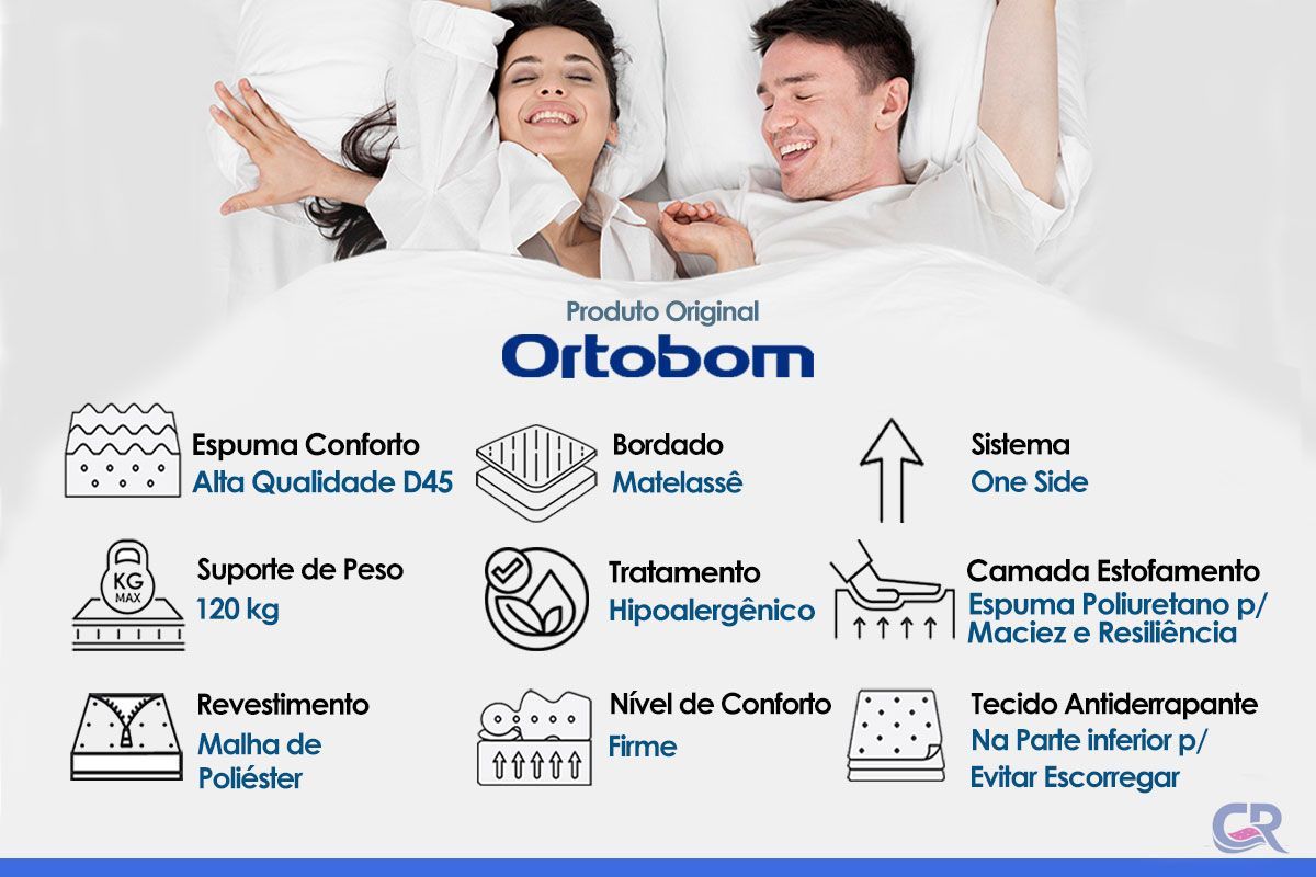 Cama Box Baú CRC +Colchão Ortopédico ISO150 Ortobom