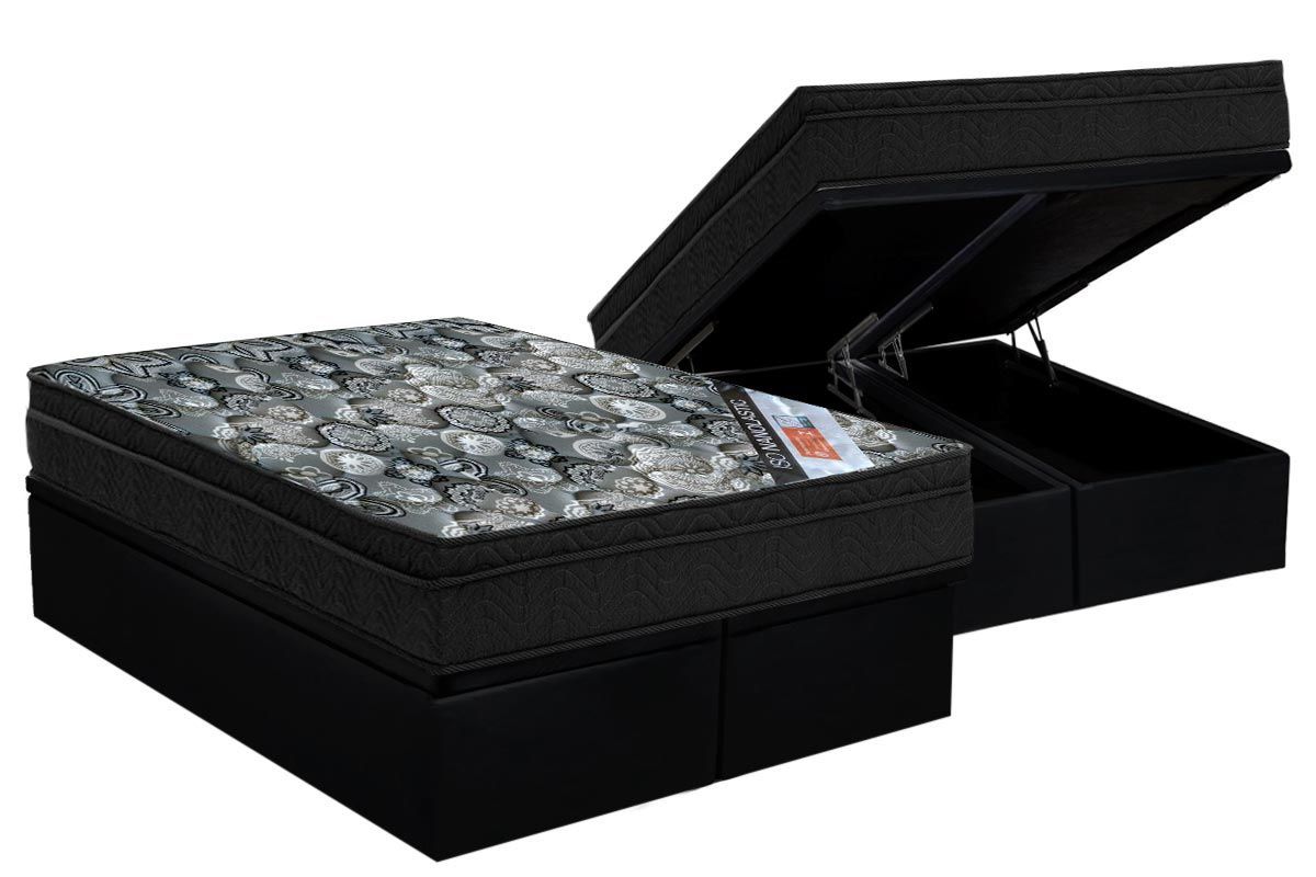 Cama Box Baú CRC +Colchão Molas ISO Ortobom
