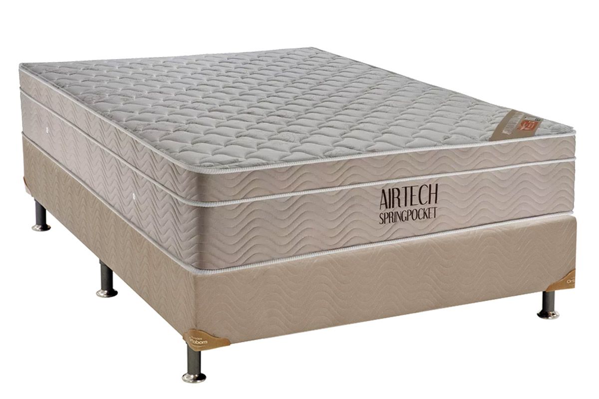 Cama Box CRC +Colchão Molas Airtech Ortobom
