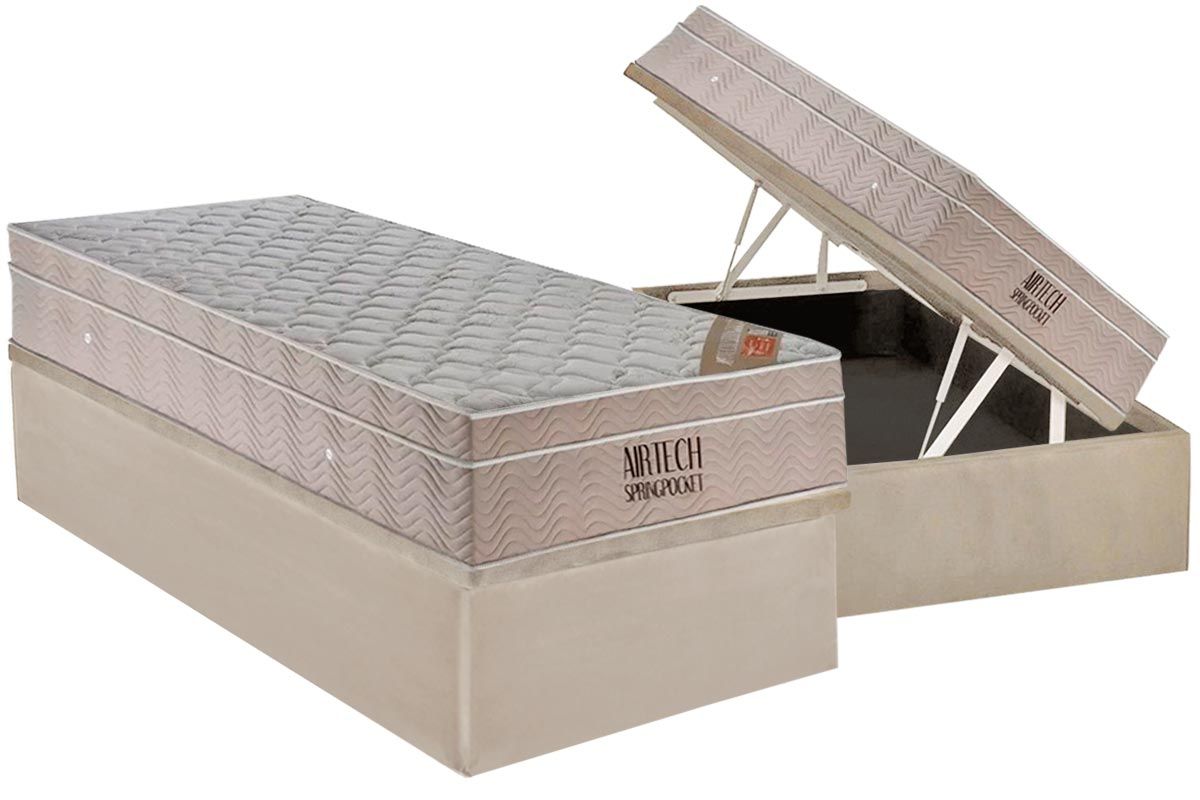 Cama Box Baú CRC +Colchão Molas Airtech Ortobom