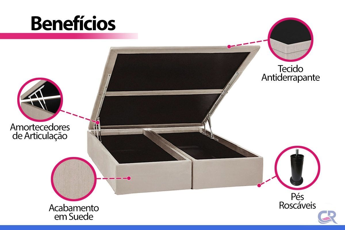 Cama Box Baú CRC +Colchão Molas Airtech Ortobom