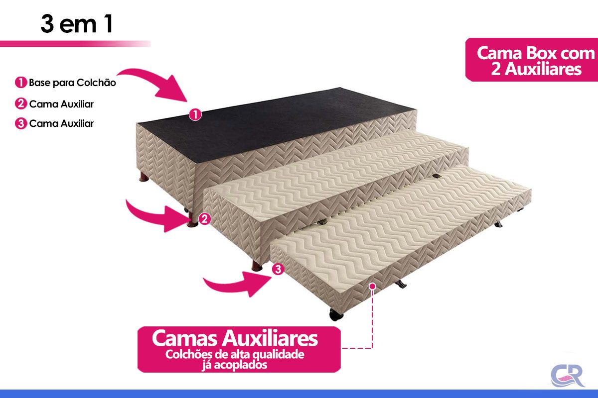 Cama Box c/2 Auxiliares Tribox Clean Paropas Cama Box c/2 Auxiliares Tribox Clean Paropas