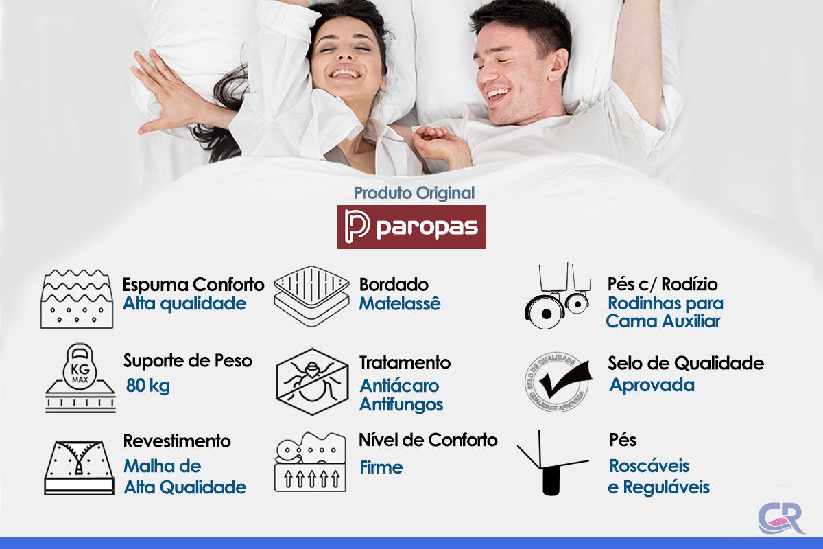 Cama Box CRC +Colchão Ortopédico Ultra Paropas