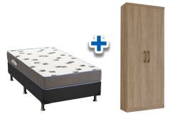 Cama Box Solteiro Filhão + Colchão D33 Ortobom+ Armário Multiuso Margarida