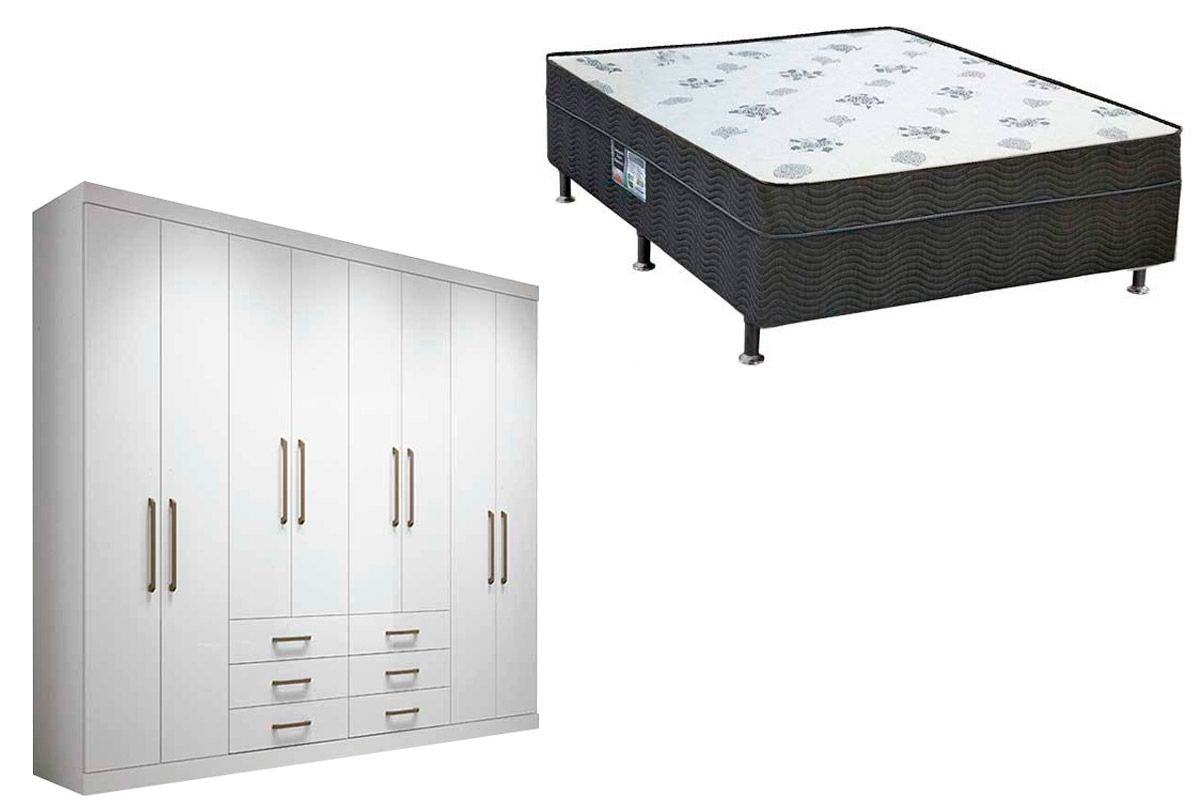 Cama Box Conjugada Casal Union + Guarda Roupa Master 8.6