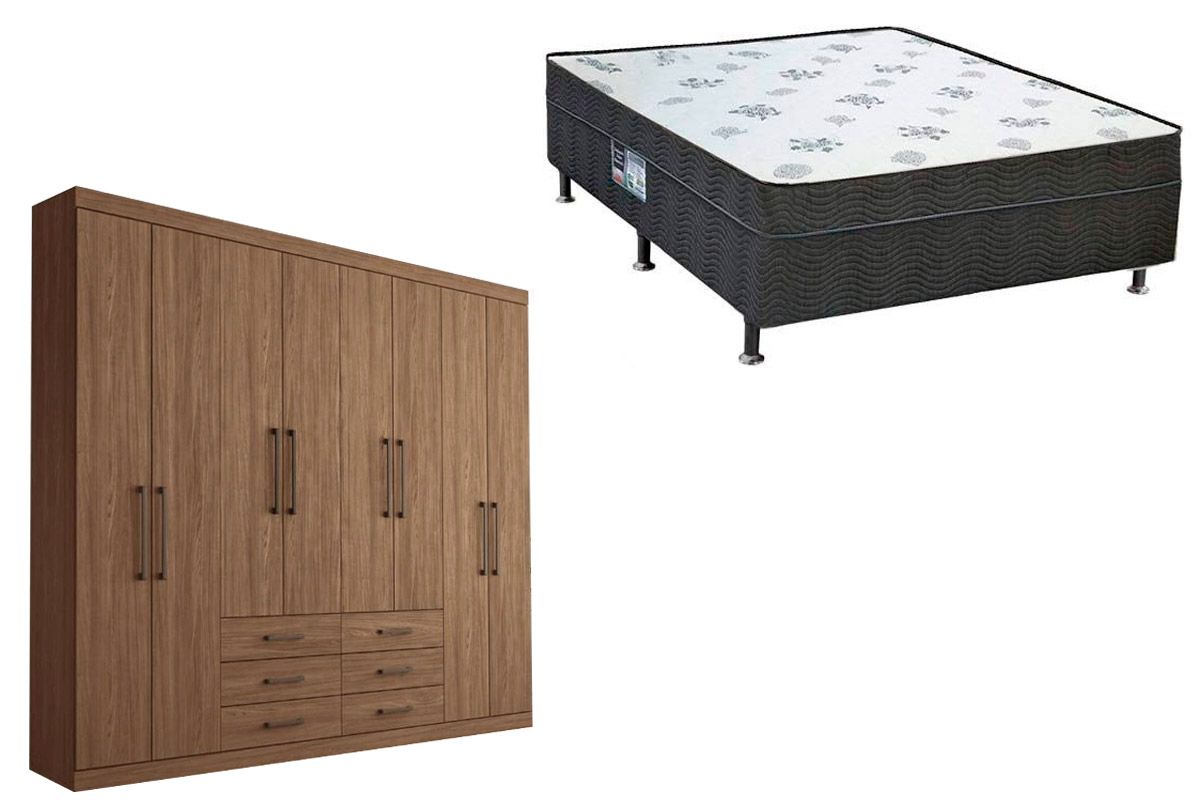 Cama Box Conjugada Casal Union + Guarda Roupa Master 8.6
