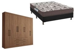 Cama Box Casal + Colchão D33 Ortobom + Guarda Roupa Master 8.6