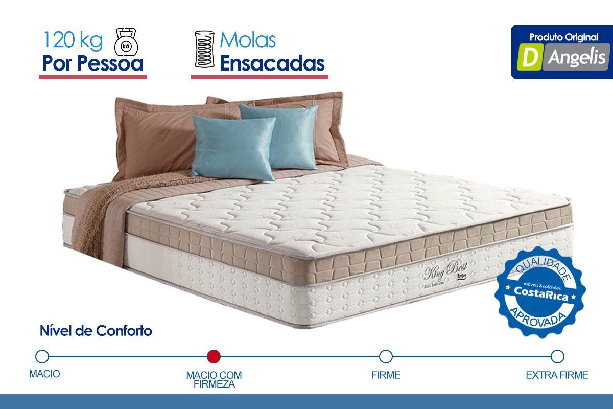 Cama Box Casal+Colchão King Best+Guarda Roupa Master 8.6