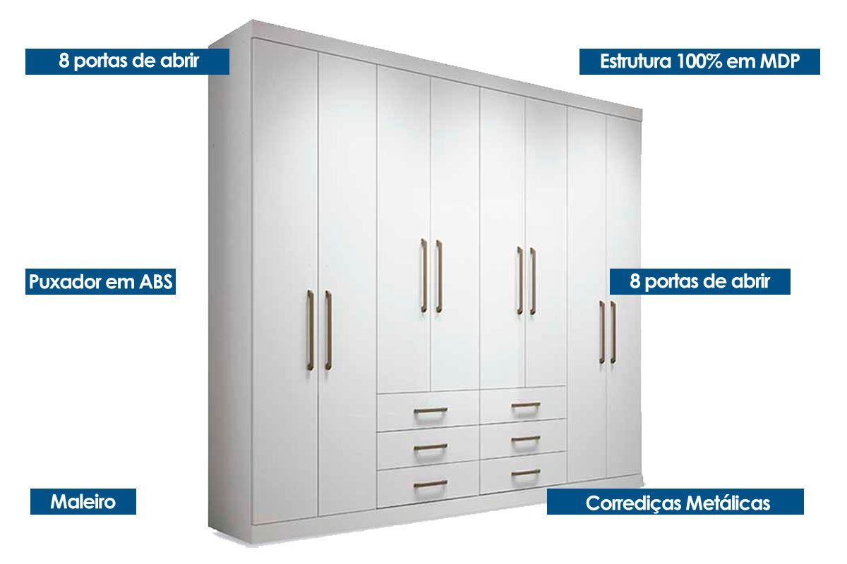 Cama Box Casal+Colchão King Best+Guarda Roupa Master 8.6