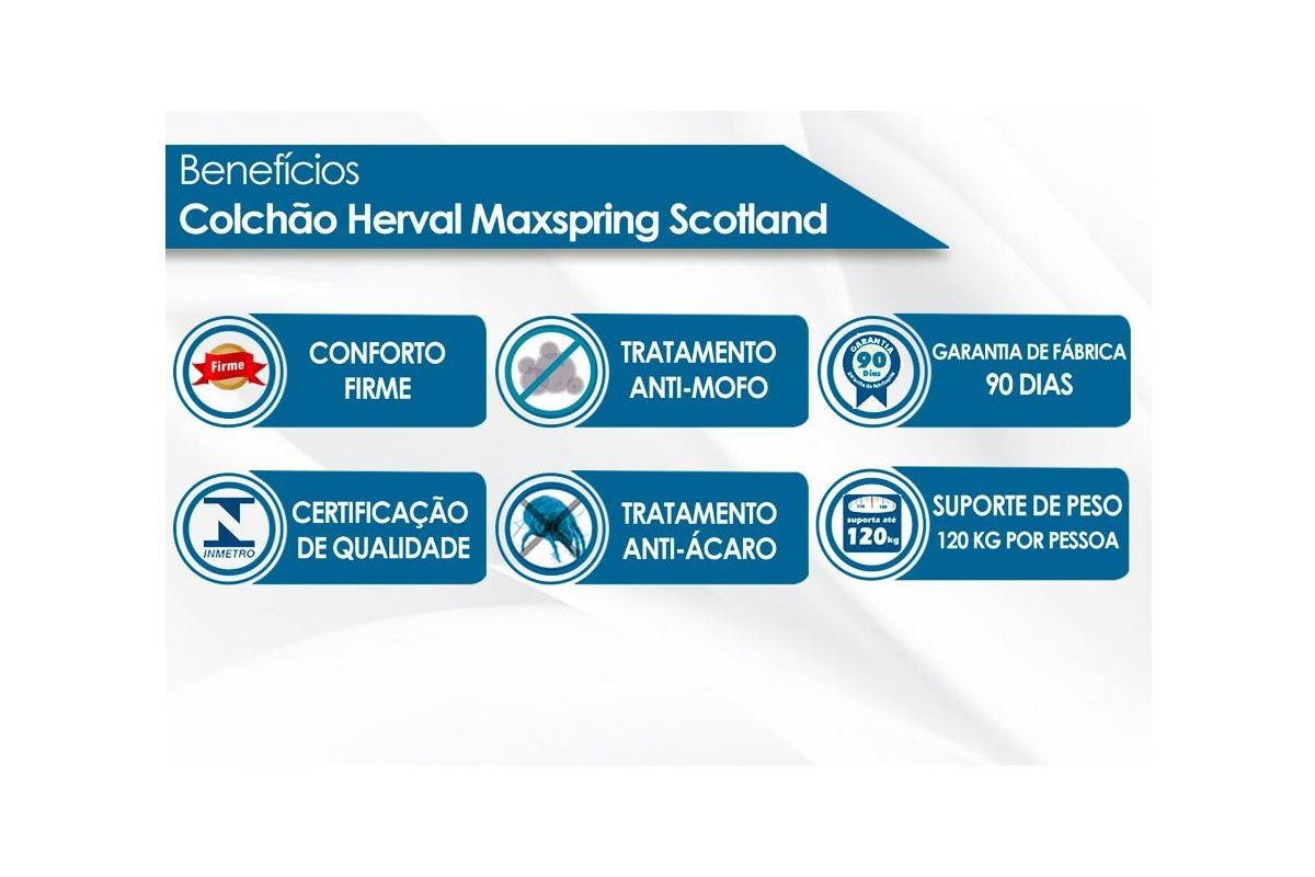 Cama Box Casal + Colchão Scotland Herval + Guarda Roupa Master 8.6