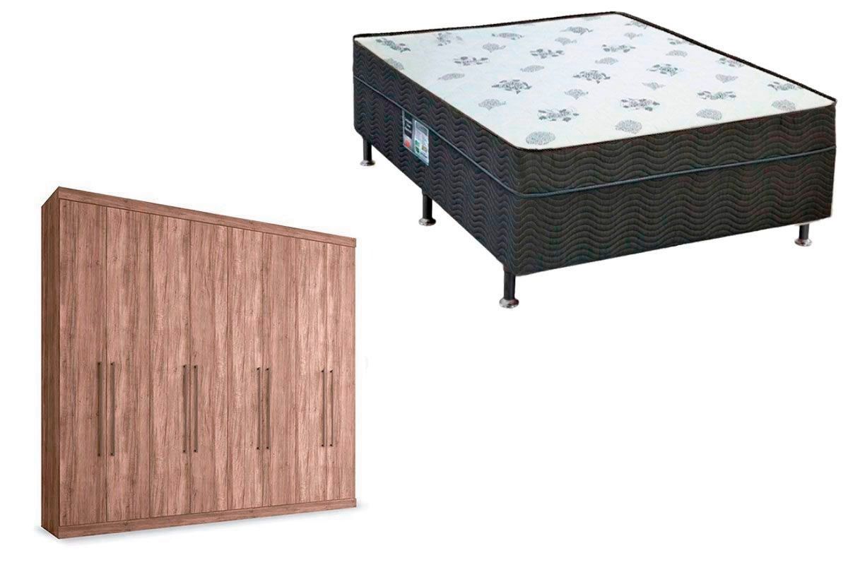 Cama Box Conjugado Casal Union Ortobom + Guarda Roupa Master Vip 8.4