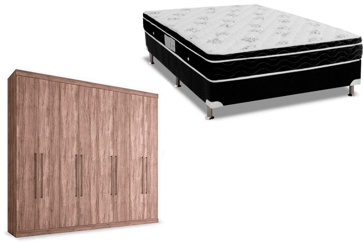 Cama Box Casal + Colchão Physical Ortobom + Guarda Roupa Master Vip 8.4