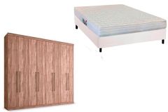 Cama Box Casal + Colchão Frontier Herval + Guarda Roupa Master Vip 8.4