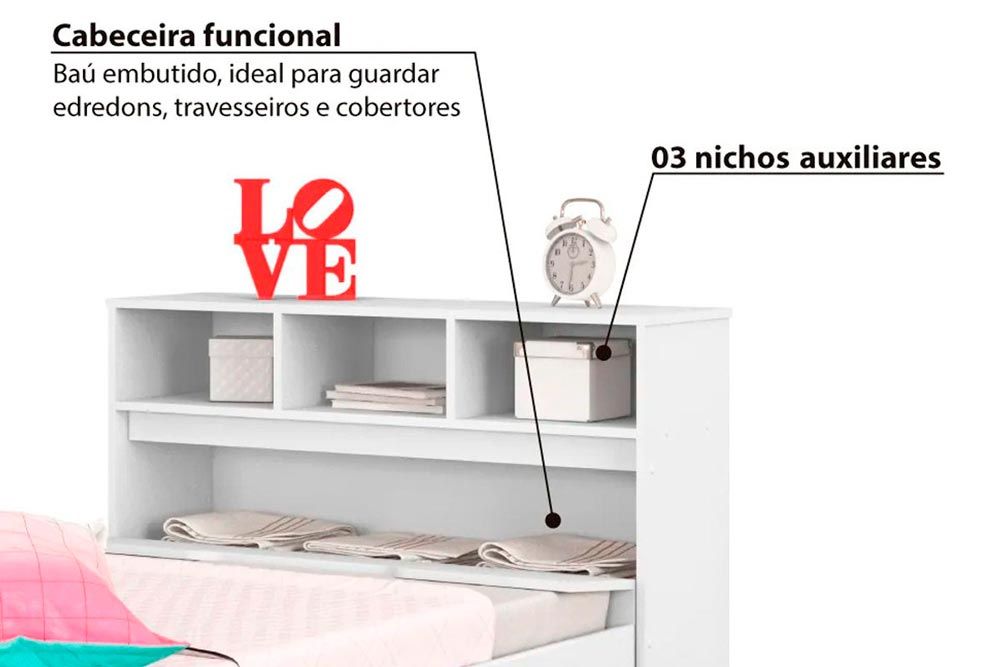 Cama Solteiro Ravena + Colchão Orthocrin + Guarda Roupa Veneza Luxo