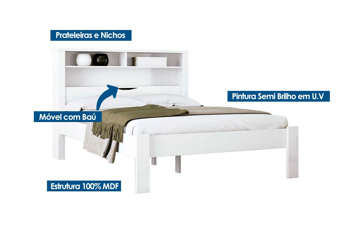 Cama de Casal Invicta c/Baú e Nichos S. Andirá Cama de Casal Invicta c/Baú e Nichos S. Andirá