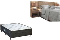 Cama Box Casal Conjugada Molas Union Ortobom + Cabeceira Plus